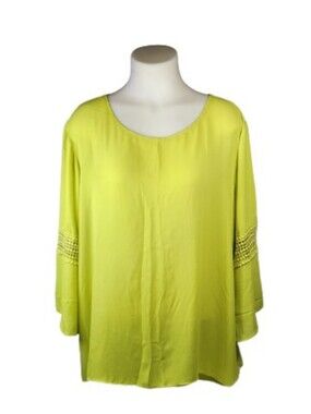 Cato Lime Green Sheer Top Sz 18/20W